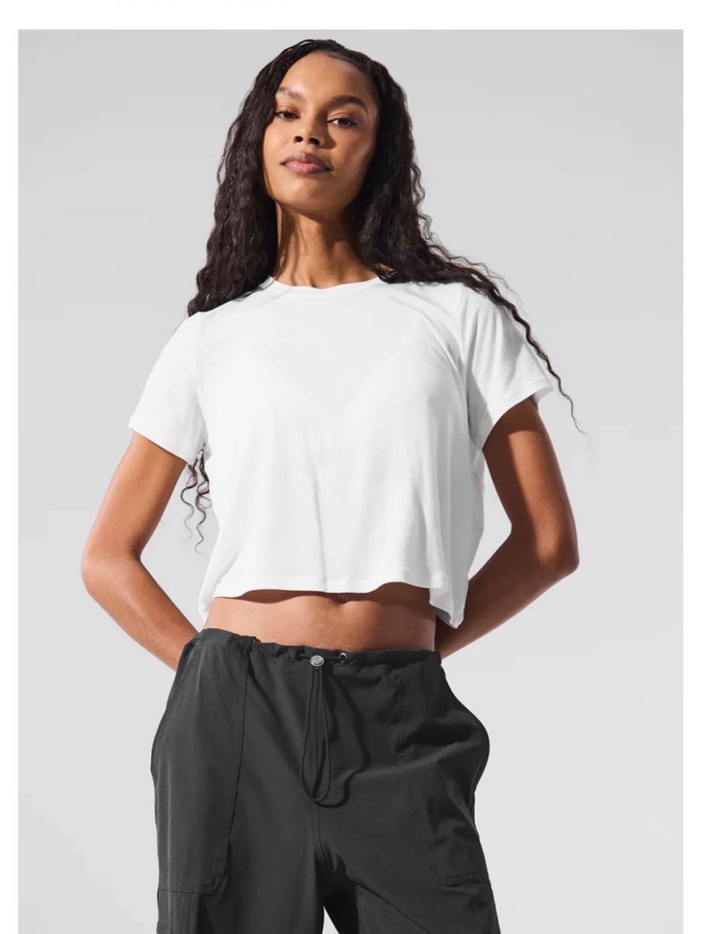 ALO Yoga White Cropped Crew Tee